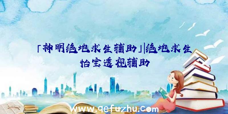 「神明绝地求生辅助」|绝地求生怡宝透视辅助